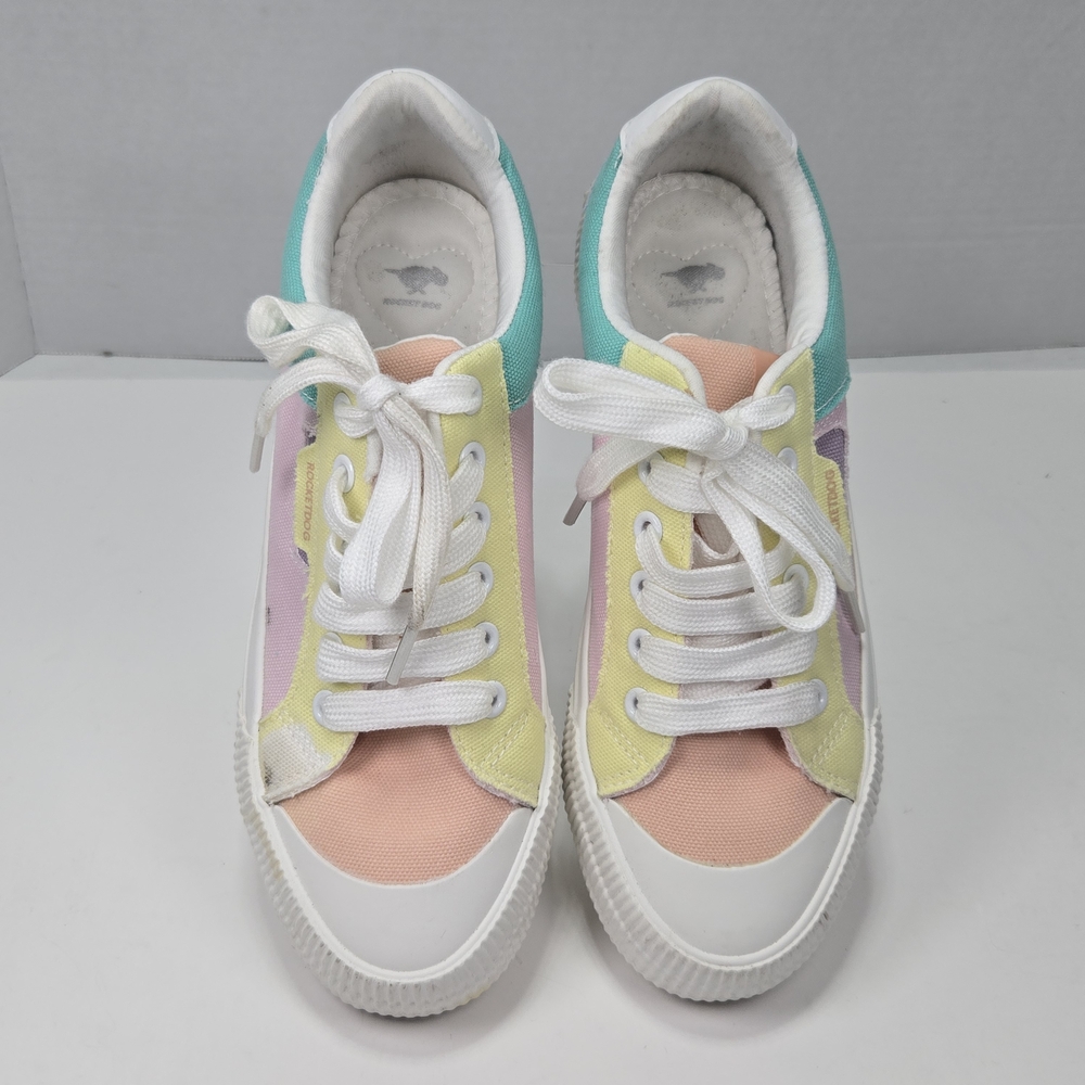 Rocket Dog Cheery Pastel Rainbow Multicolor Women's Lace Up Sneakers Size 7